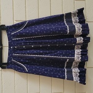 Gunne Sax Blue Floral Skirt Size 11